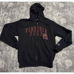 Champion Virginia Tech Hokies Black Full Zip Hoodie Sweatshirt Mens Size S